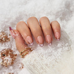 BTArtbox short almond nails in pink aurora for subtle daily style.