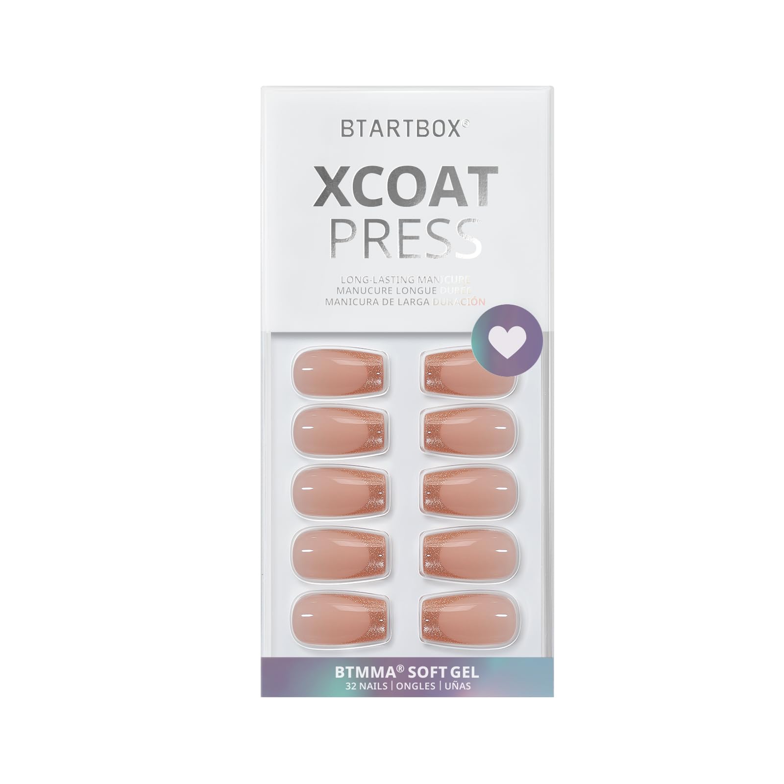 BTArtbox short coffin nails with gel finish for natural, flexible wear.