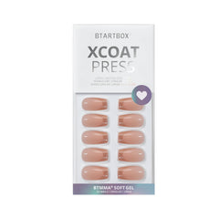 BTArtbox short coffin nails with gel finish for natural, flexible wear.