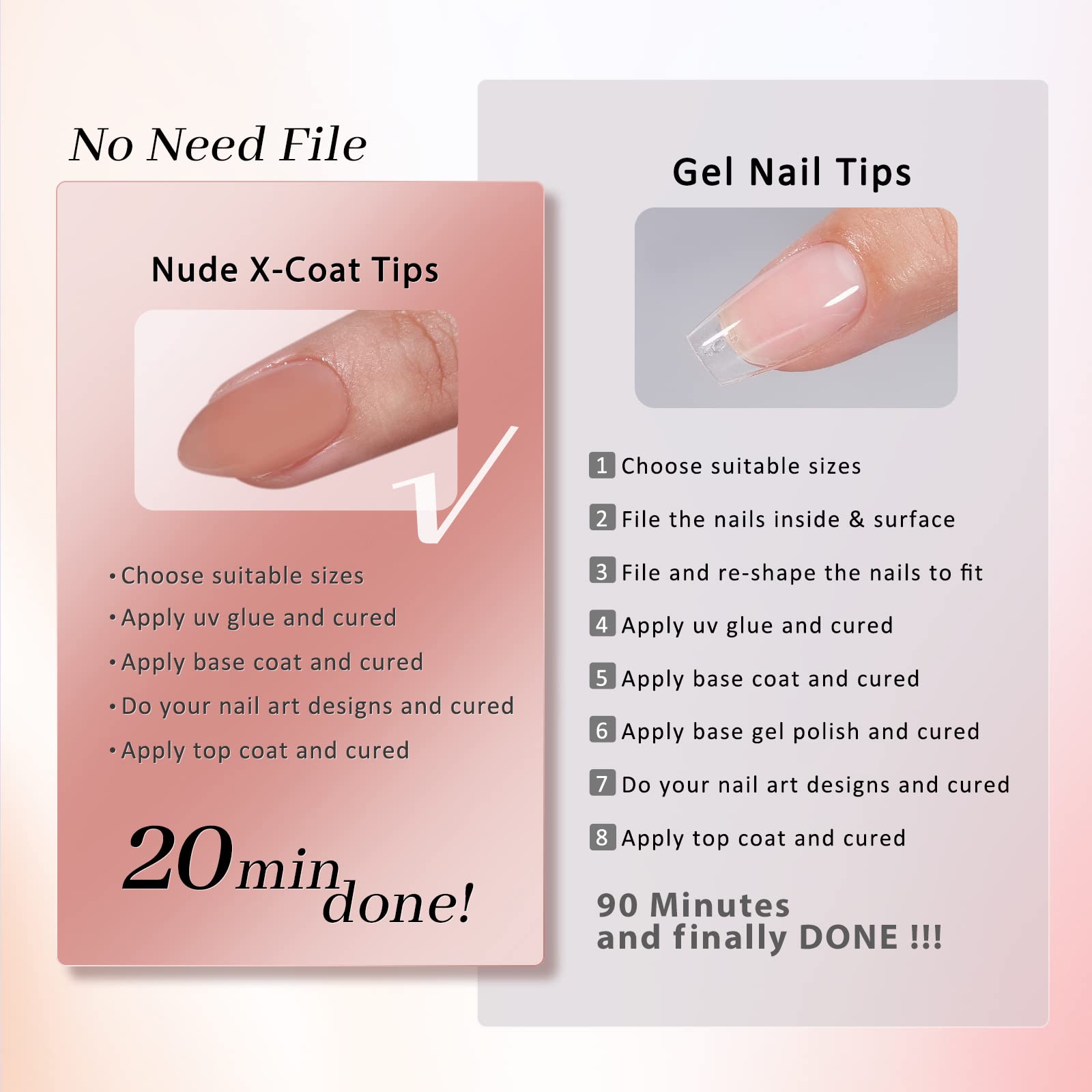 BTArtbox soft gel tips are soak-off friendly for DIY removal.