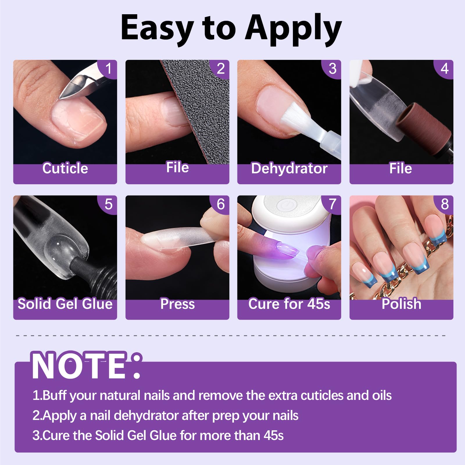 BTArtbox Solid Nail Gel works on curved and flat nail beds.