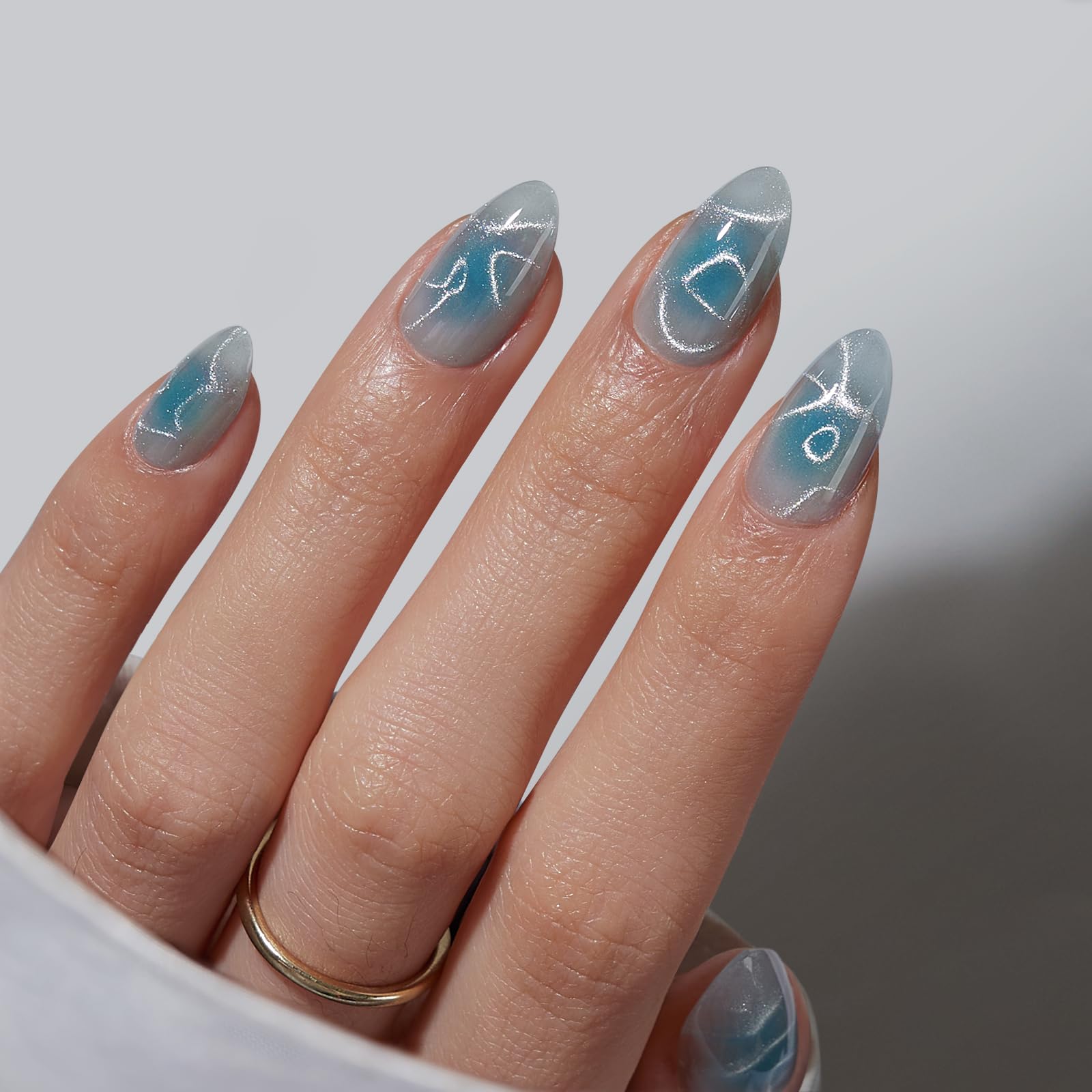 BTArtbox sparkly blue almond nails kit for a DIY salon grade manicure