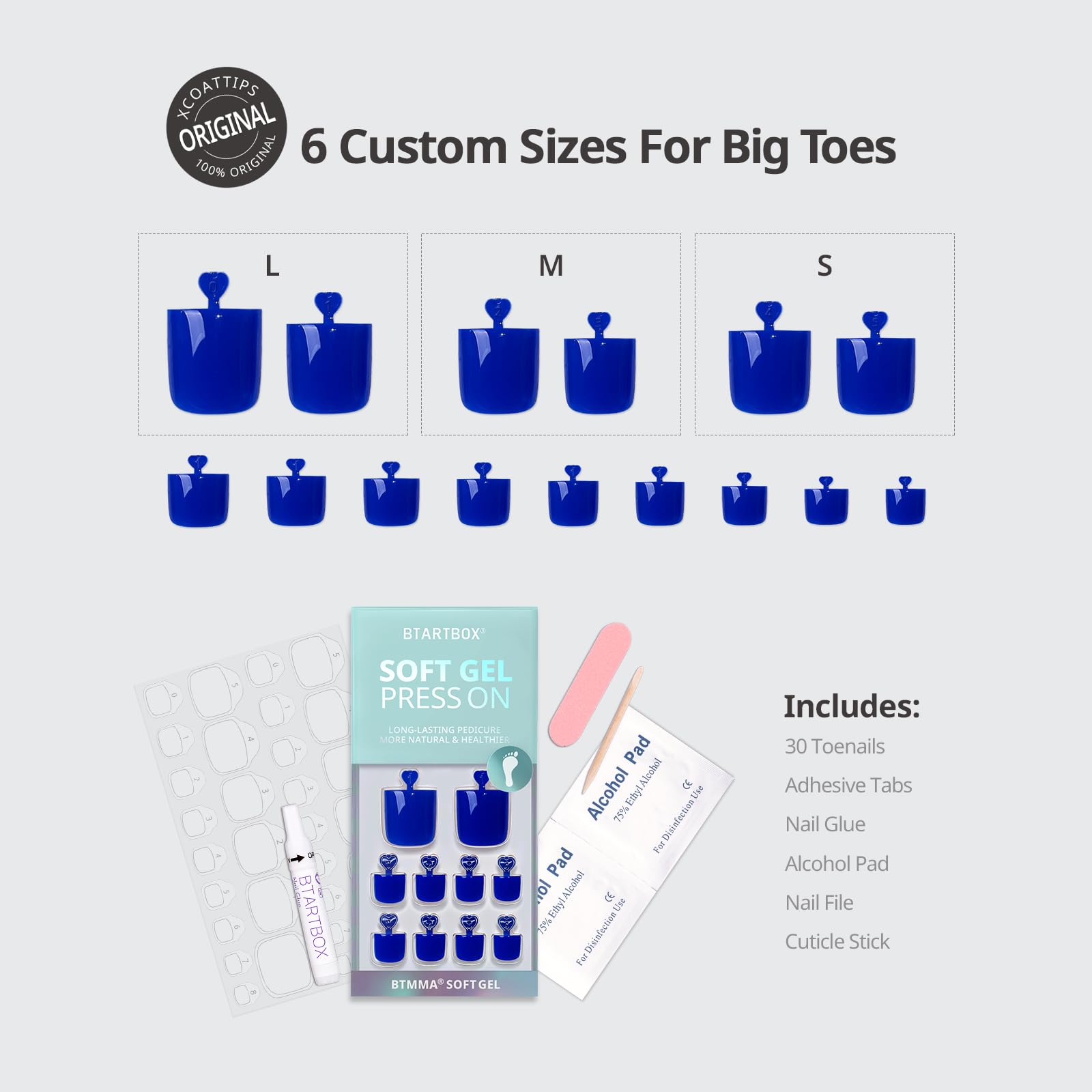 BTArtbox Toenails with 2 mm thick tip for durable wear.