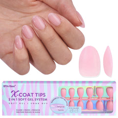 BTArtbox XCOATTIPS matte almond nail tips in extra-short length for natural-looking nails.