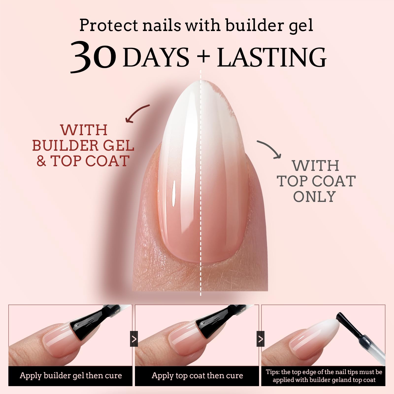 BTArtboxnails builder gel and top coat compatibility for rapid ombre design.