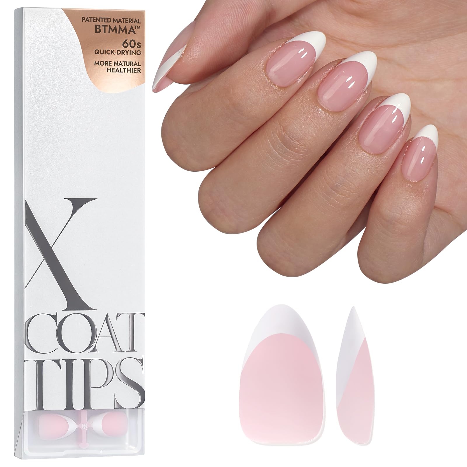 BTArtboxNails French gel nail tips in pink short almond for at-home salon results.