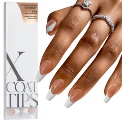 BTArtboxnails French tip press-on nails in brown medium coffin with quick salon-style extensions.