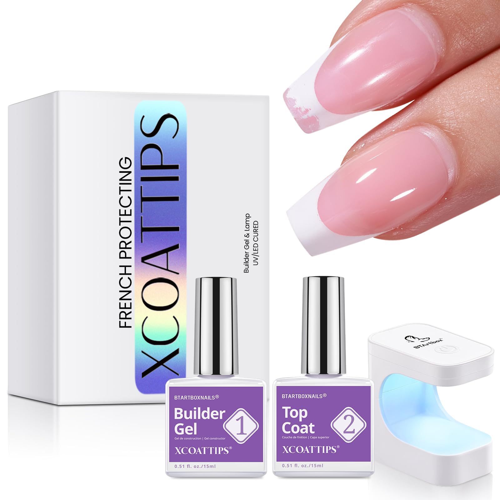 BTArtboxnails nail tips builder gel application for durable French tips.