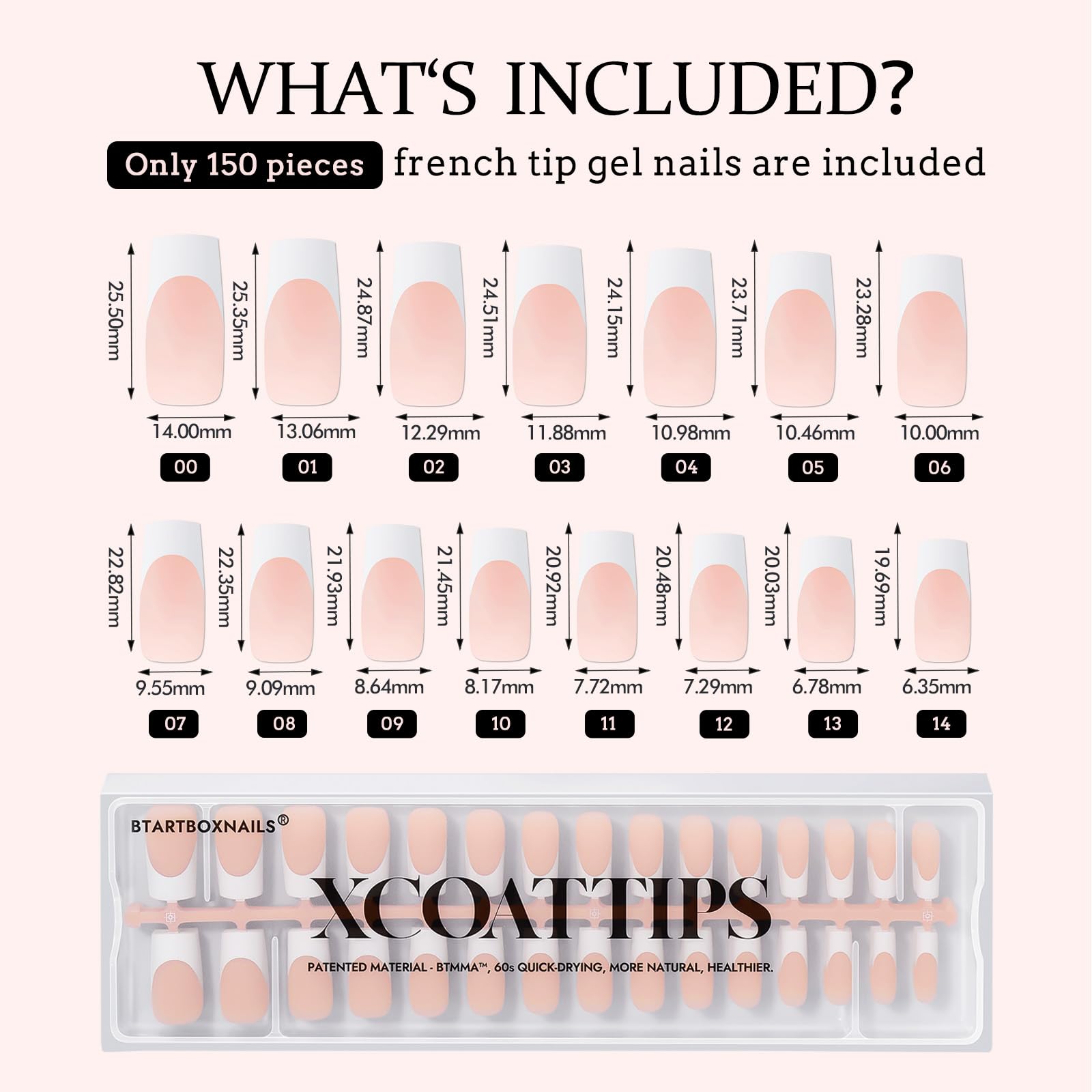 BTArtboxnails neutral French collection display for versatile styles.