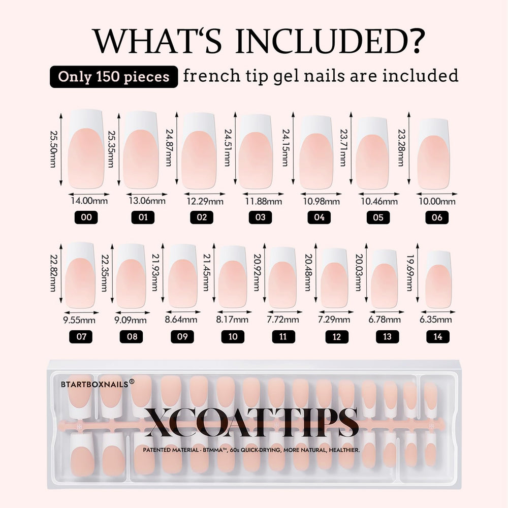 BTArtboxnails neutral French collection display for versatile styles.