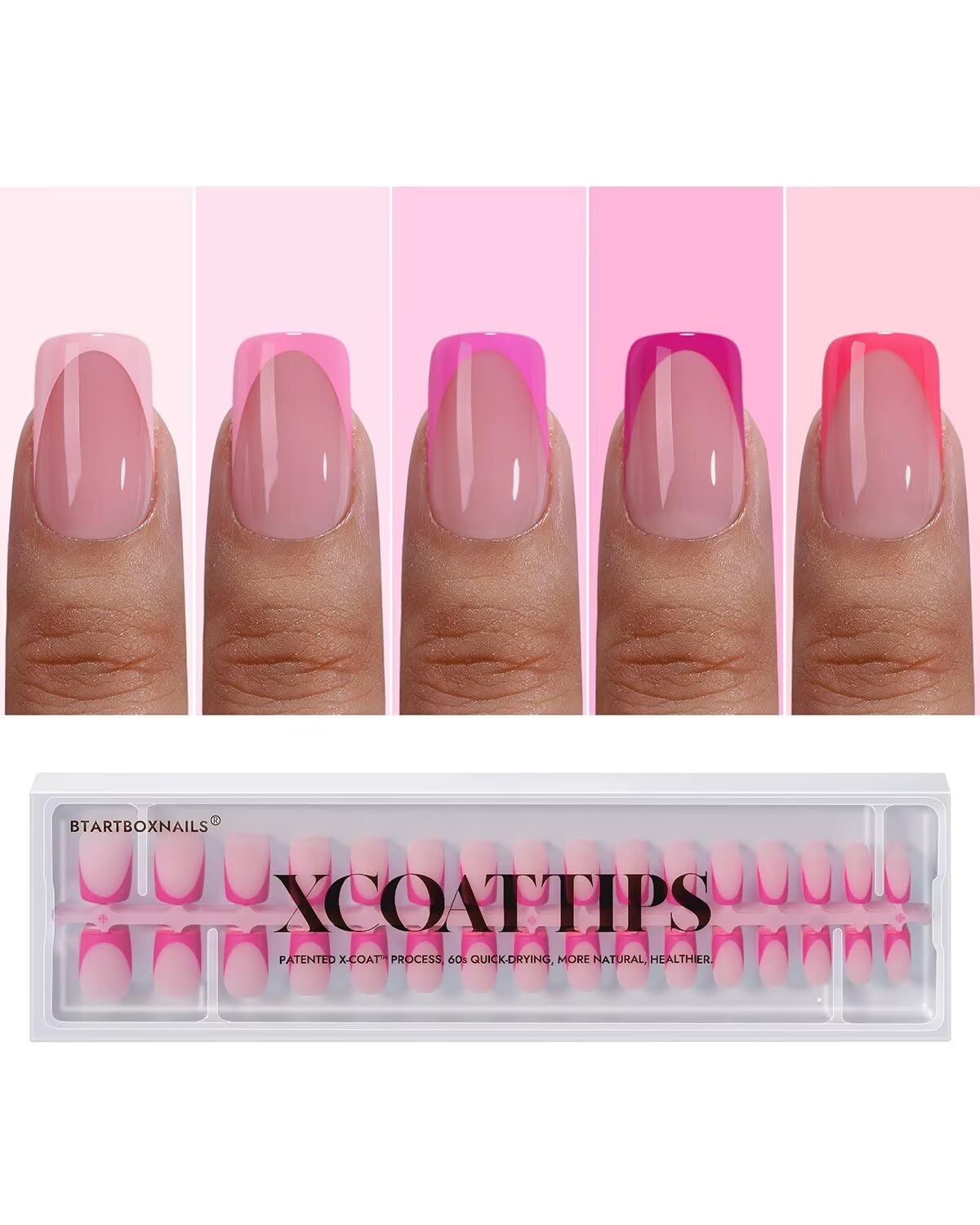 BTArtboxnails pink French tip press-on nails for quick, salon-style DIY manicure