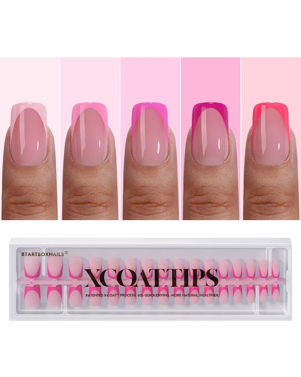 BTArtboxnails pink French tip press-on nails for quick, salon-style DIY manicure