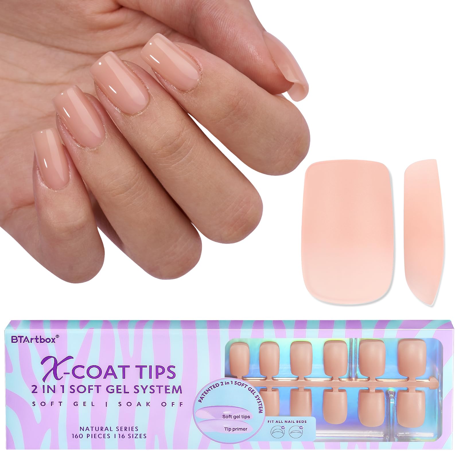 BTArtboxnails short square gel tips with primer improve adhesion and quick styling