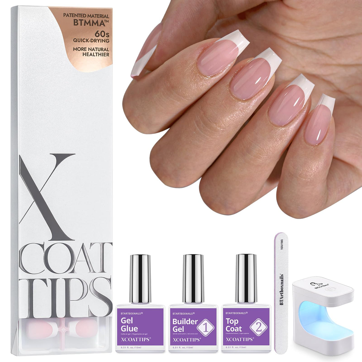 BTArtboxnails XCOATTIPS French Tip press-on nails for a salon-quality French manicure at home