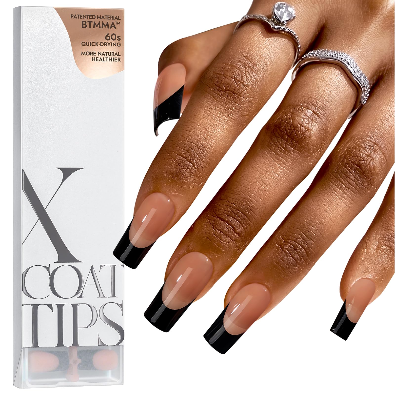 BTArtboxnails XCOATTIPS black French tip nails for quick at-home style