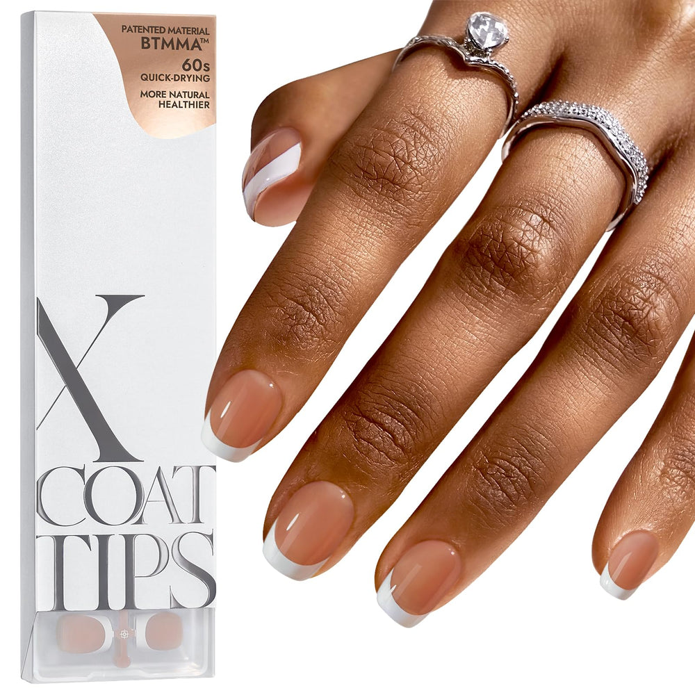 BTArtboxnails XCOATTIPS brown extra-short square French tips for quick DIY nails