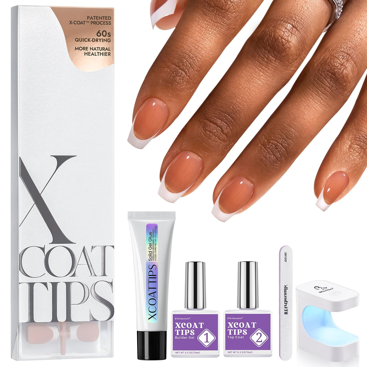 BTArtboxnails XCOATTIPS brown soft gel nail tips for home French manicure