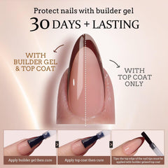 BTARTBOXNAILS XCOATTIPS builder gel for strong extensions with natural finish