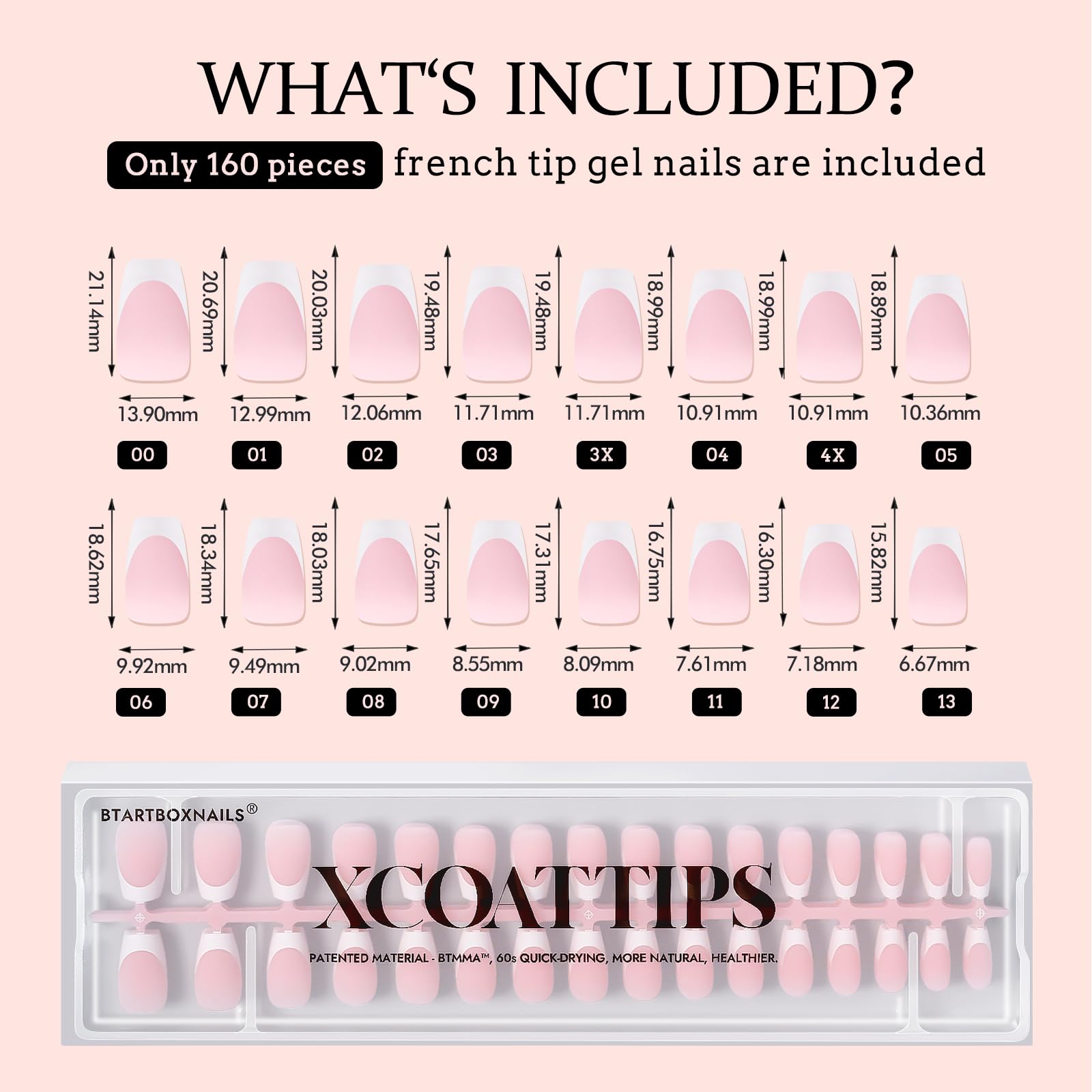 BTArtboxnails XCOATTIPS comfort-fit nails for flat or curved nails