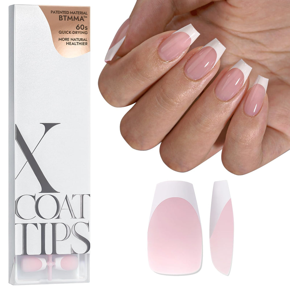 BTArtboxnails XCOATTIPS pink French tip nails for quick at-home manicure