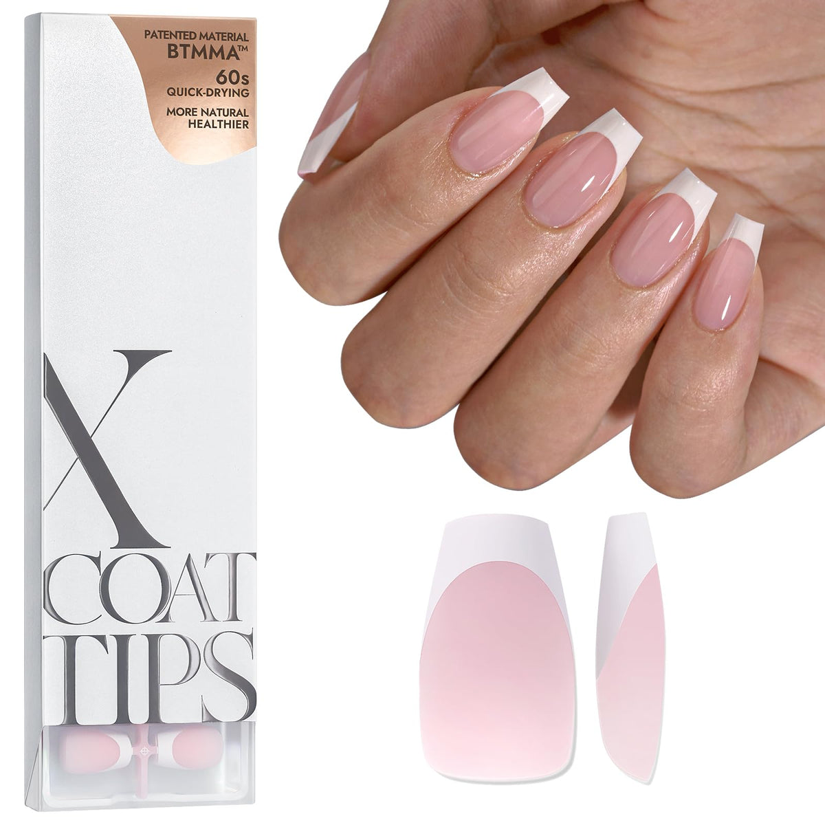 BTArtboxnails XCOATTIPS pink French tip nails for quick at-home manicure