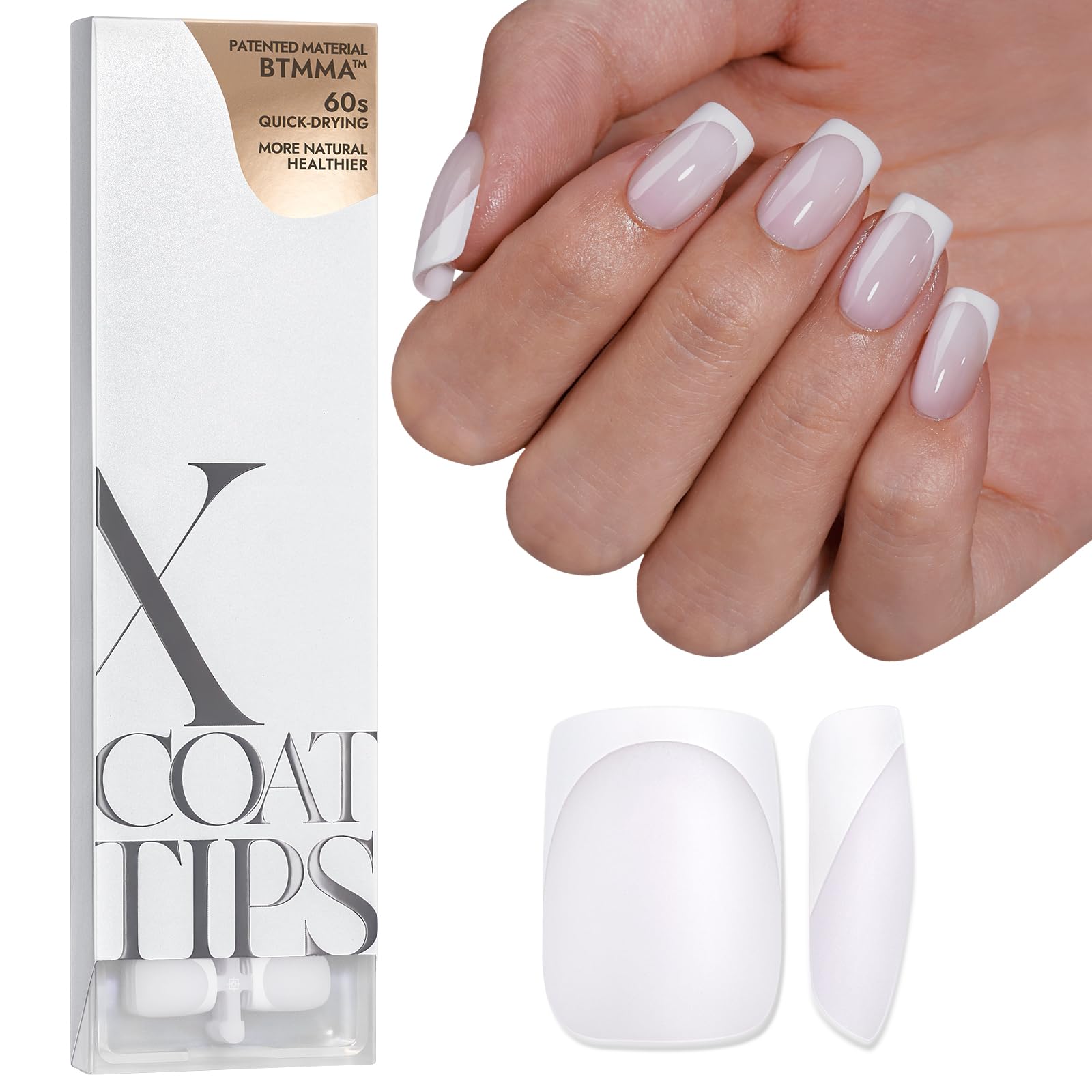 BTArtboxnails XCOATTIPS French Tip Nails milky white short look for everyday elegance