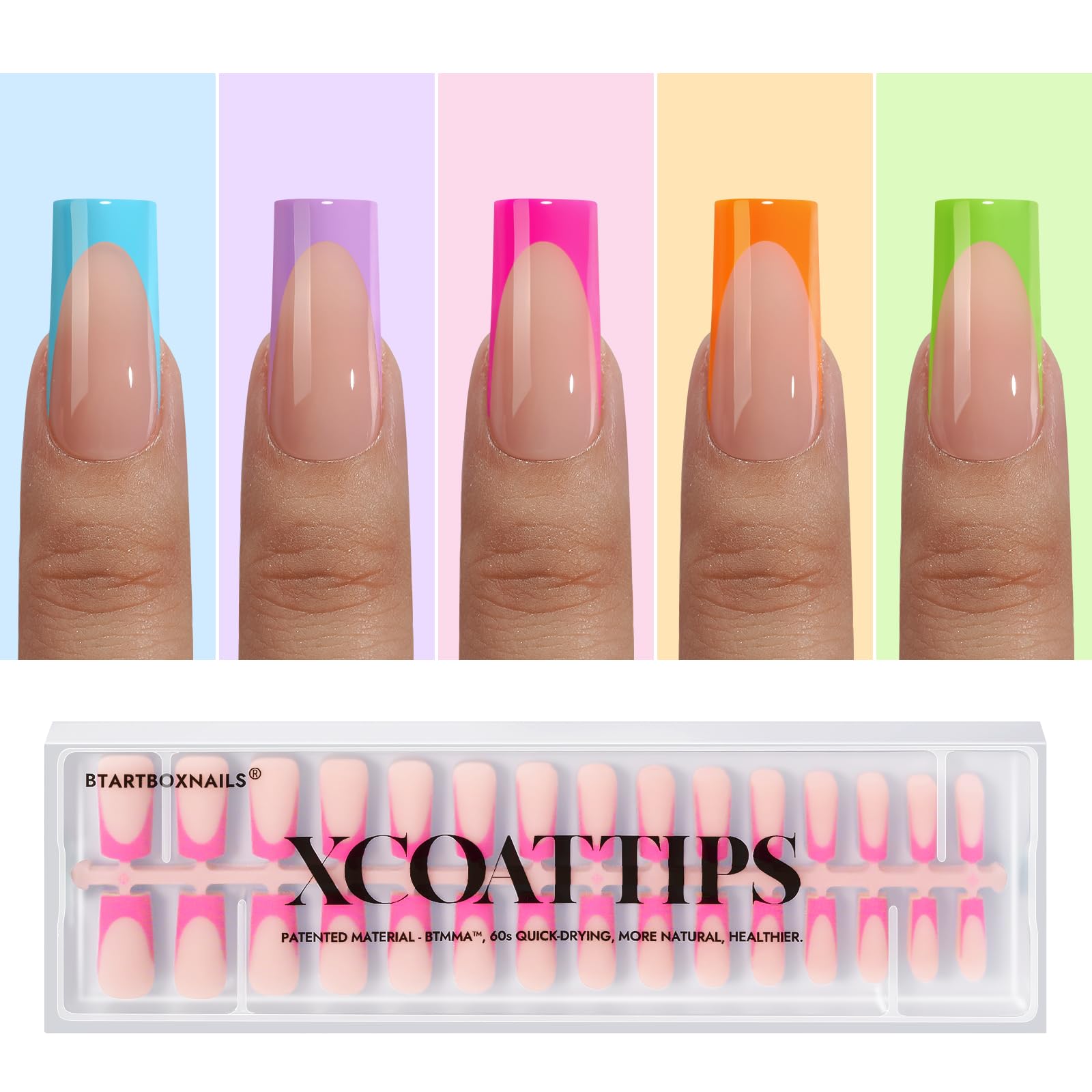 BTArtboxnails XCOATTIPS French-tip-set shows pastel tips for an instant chic look.