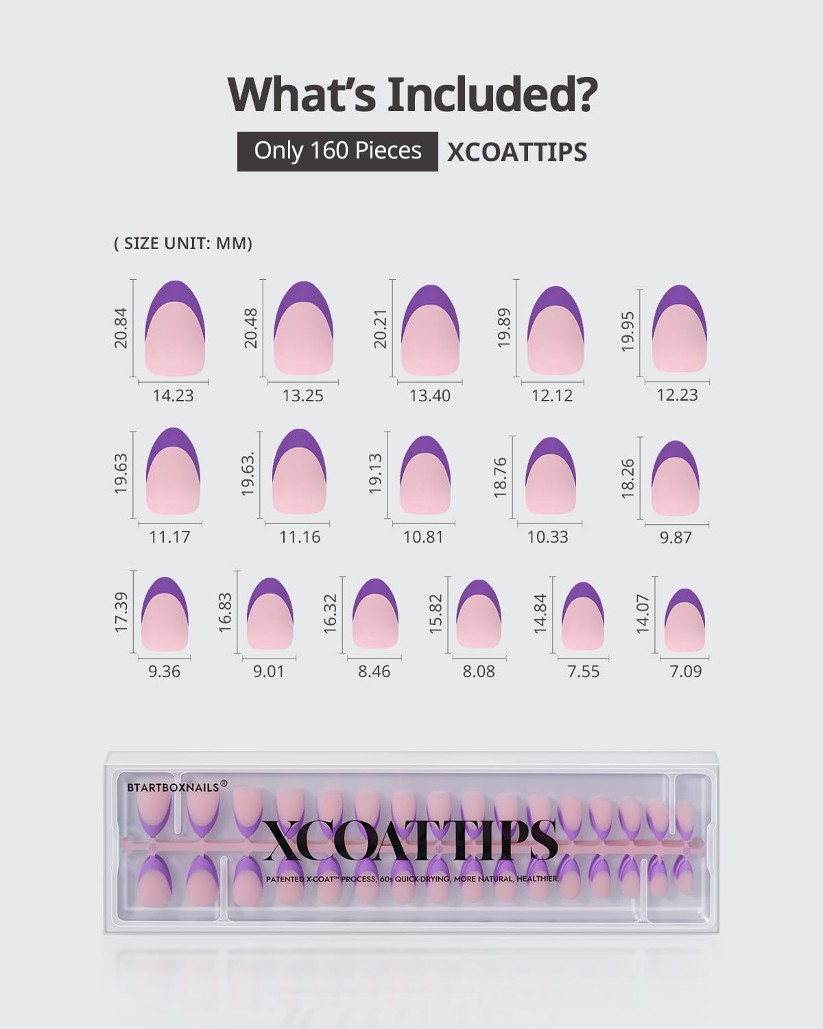 BTArtboxnails XCOATTIPS natural-fit tapered edges for a professional look.
