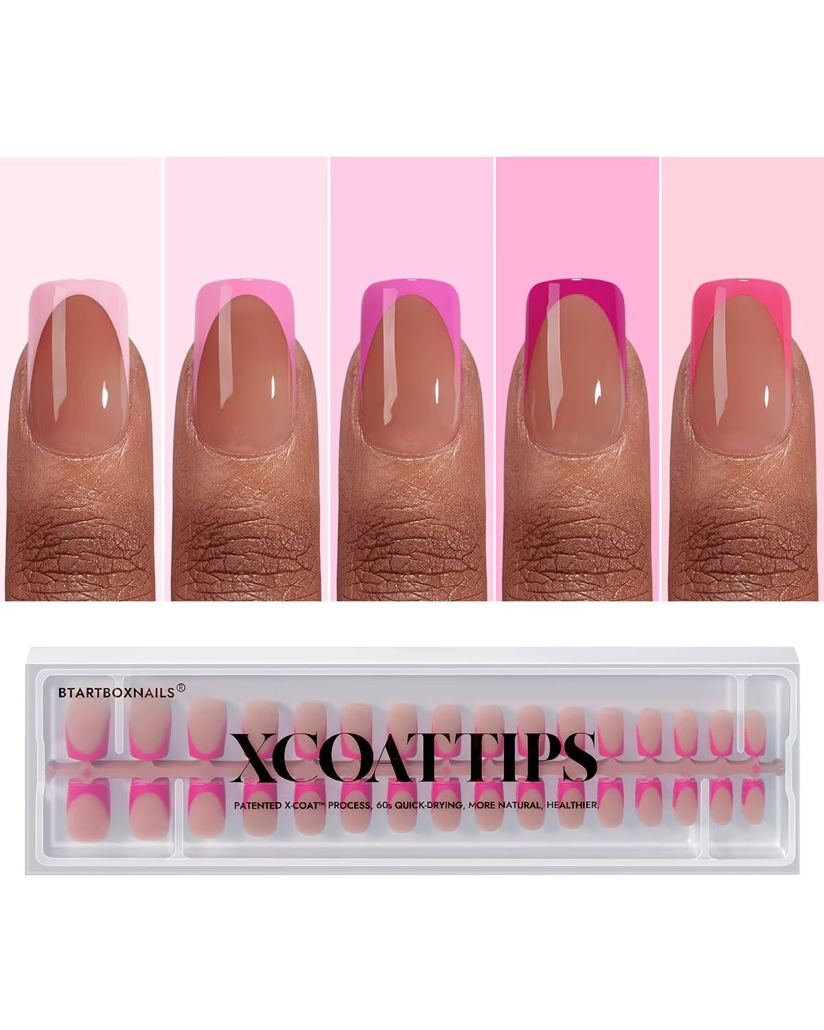 BTArtboxnails XCOATTIPS pink French tip set for at‑home chic manicure.