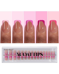 BTArtboxnails XCOATTIPS pink French tip set for at‑home chic manicure.
