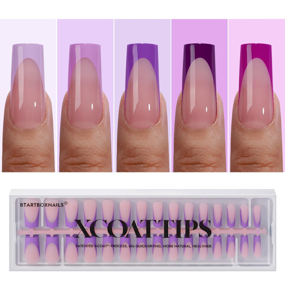 BTARTBOXNAILS XCOATTIPS purple French tip close-up for salon-ready nails