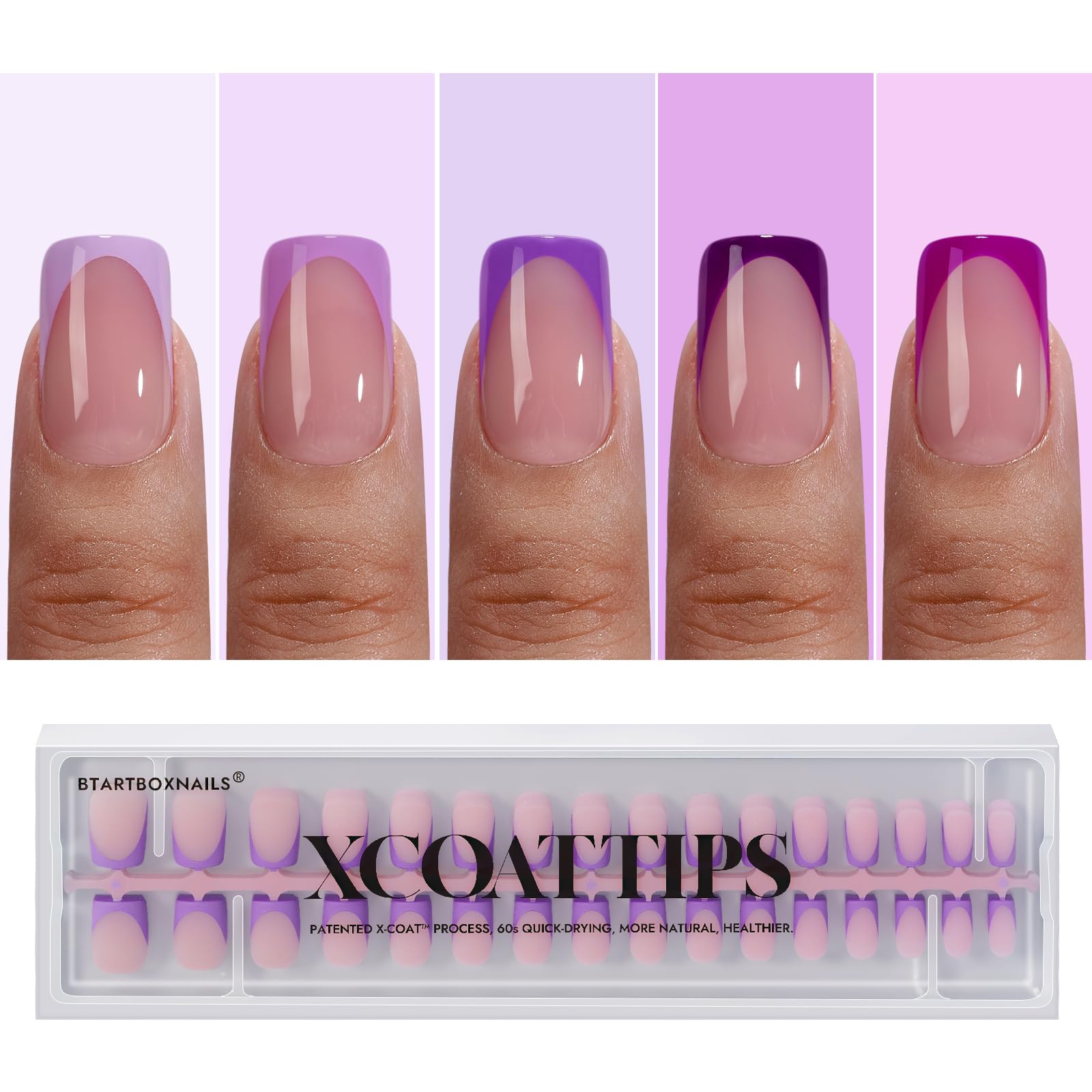 BTArtboxnails XCOATTIPS purple french tip for quick at-home chic manicure