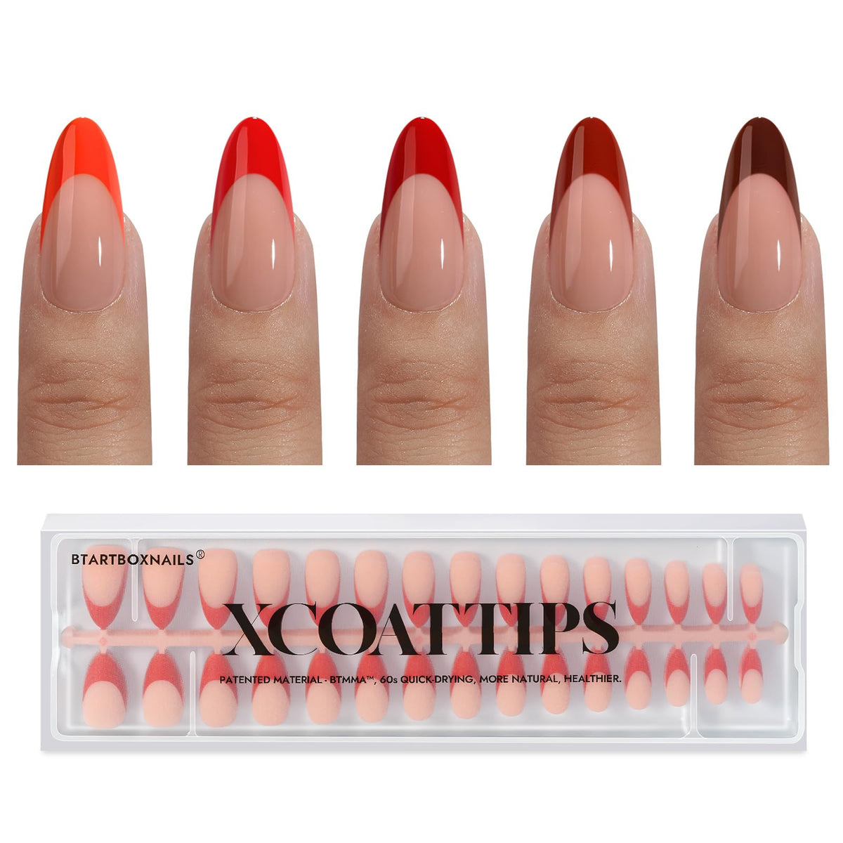 BTArtboxNails XCOATTIPS red French tip nails for a bold Valentine look.