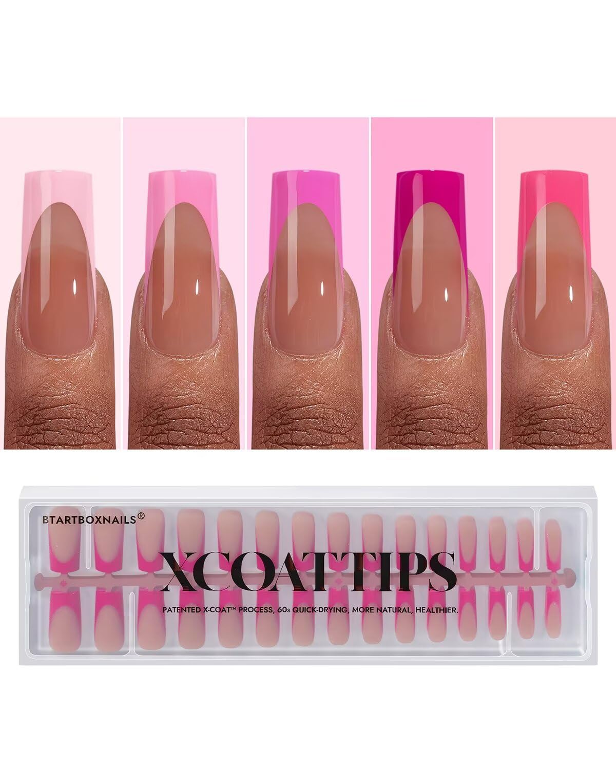 BTArtboxnails XCOATTIPS Rose French Tip sur ongles, rendu élégant et durable.