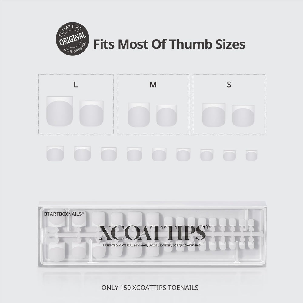 BTARTBOXNAILS XCOATTIPS six big toe sizes chart for perfect fit