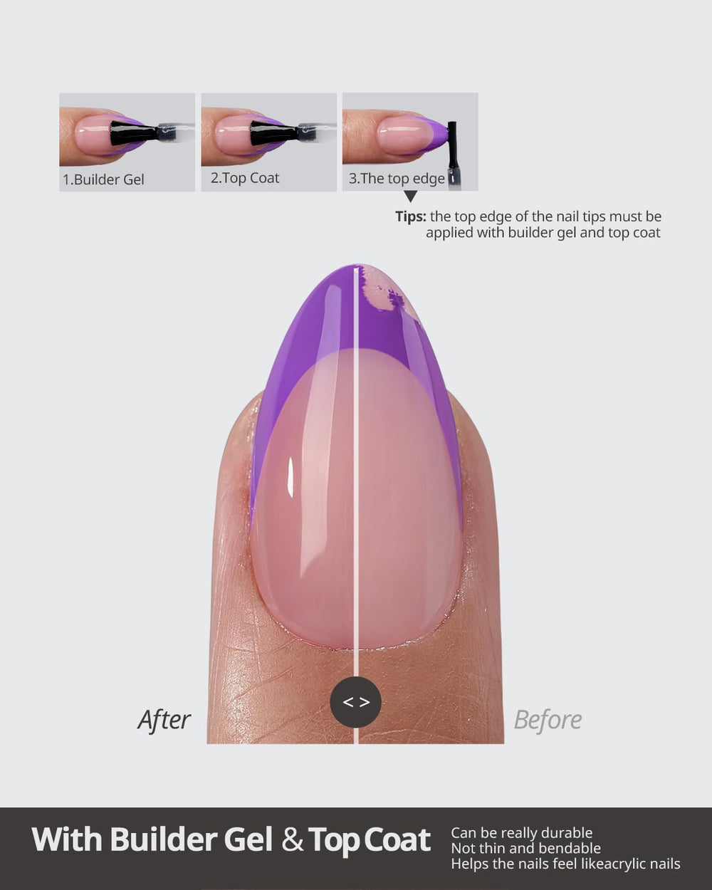 BTArtboxnails XCOATTIPS soft gel nails are lightweight and comfortable.