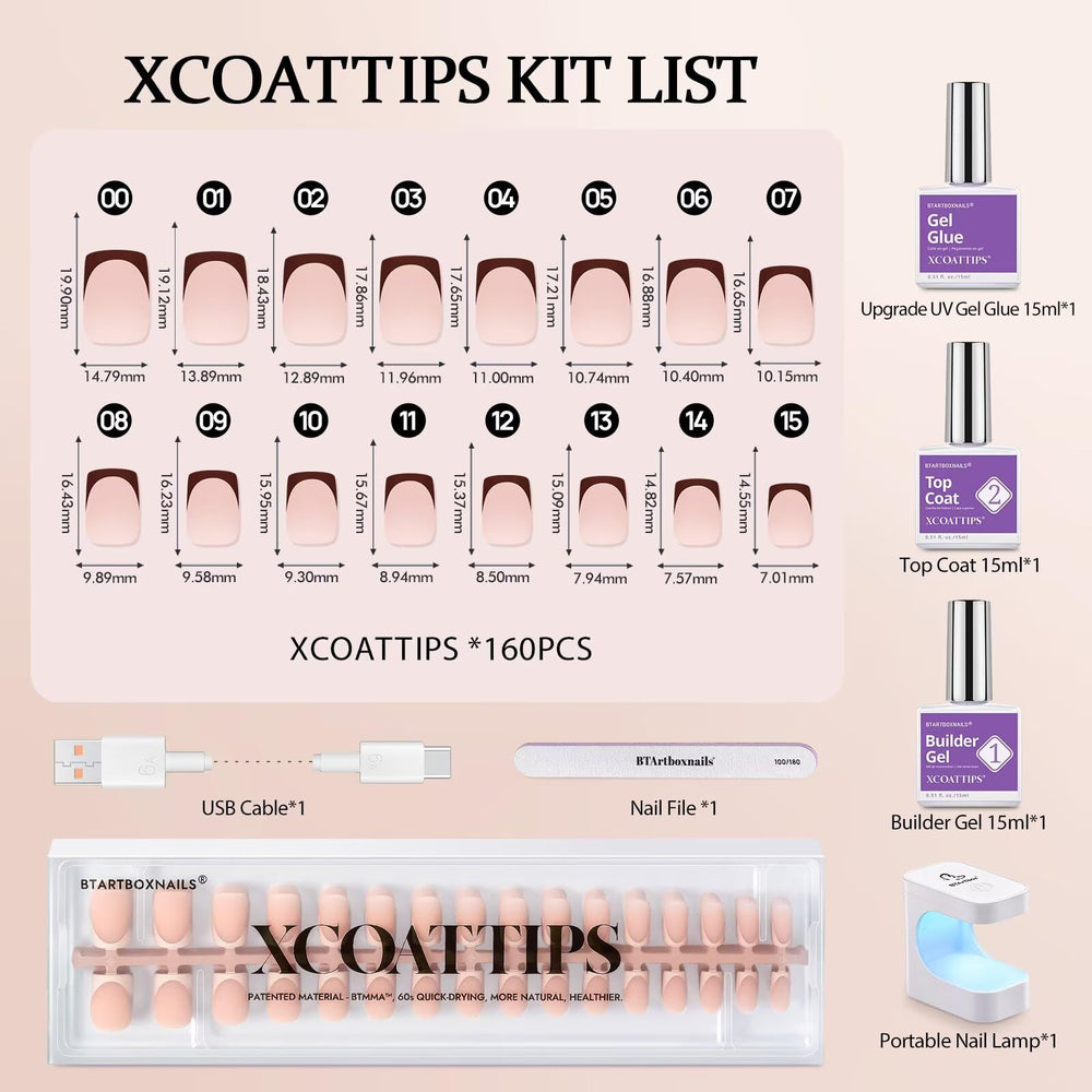BTARTBOXNAILS XCOATTIPS top coat and lamp for glossy, even cures at home