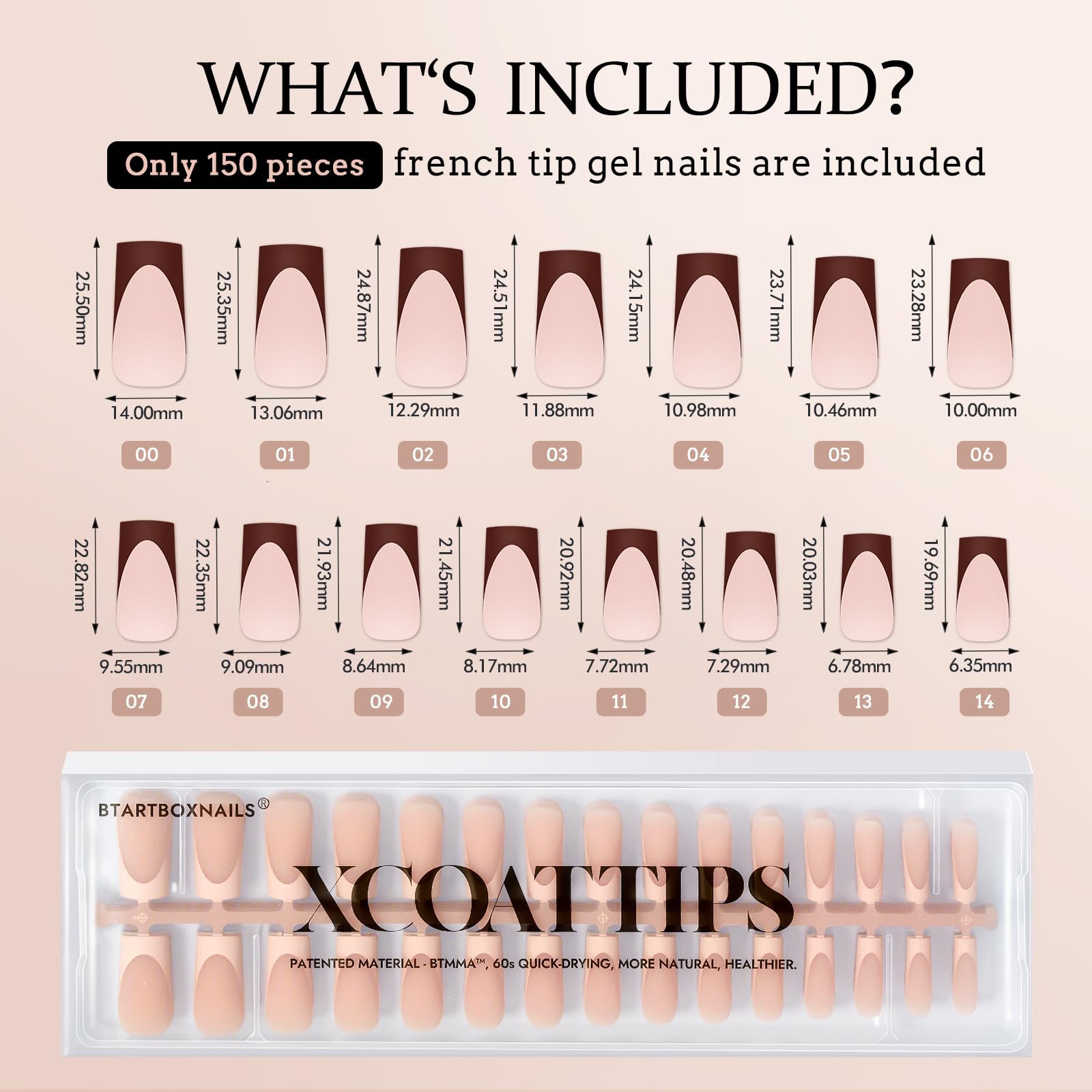 BTArtboxnails XCOATTIPS ultra-fit square tips designed for a natural look.
