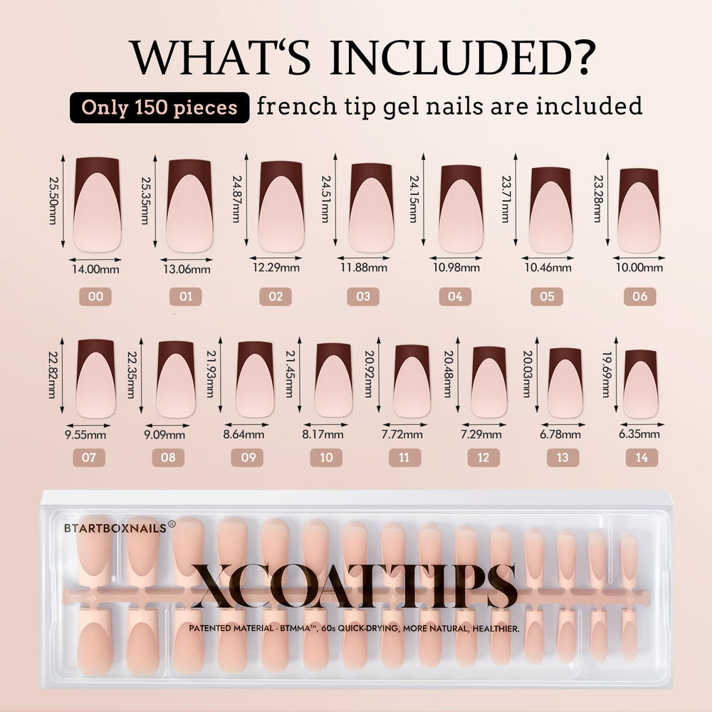 BTArtboxnails XCOATTIPS ultra-fit square tips designed for a natural look.