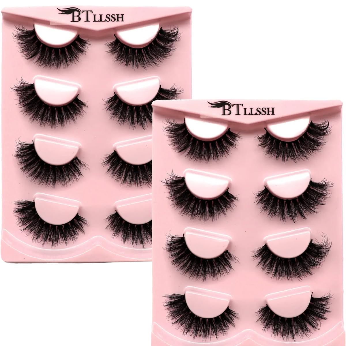 BTLLSSH wispy mink lashes pack close-up shows lightweight design for daily wear
