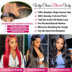 Btomar 200-density straight human hair wig for full, natural-looking fullness.