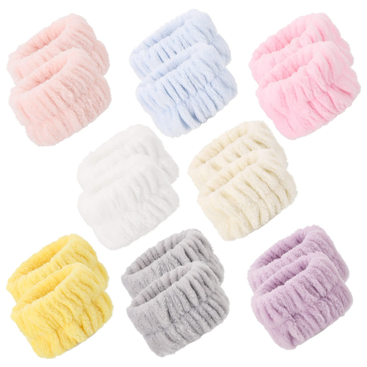 BTYMS pink wrist washband pair, soft and absorbent for gentle face cleansing.