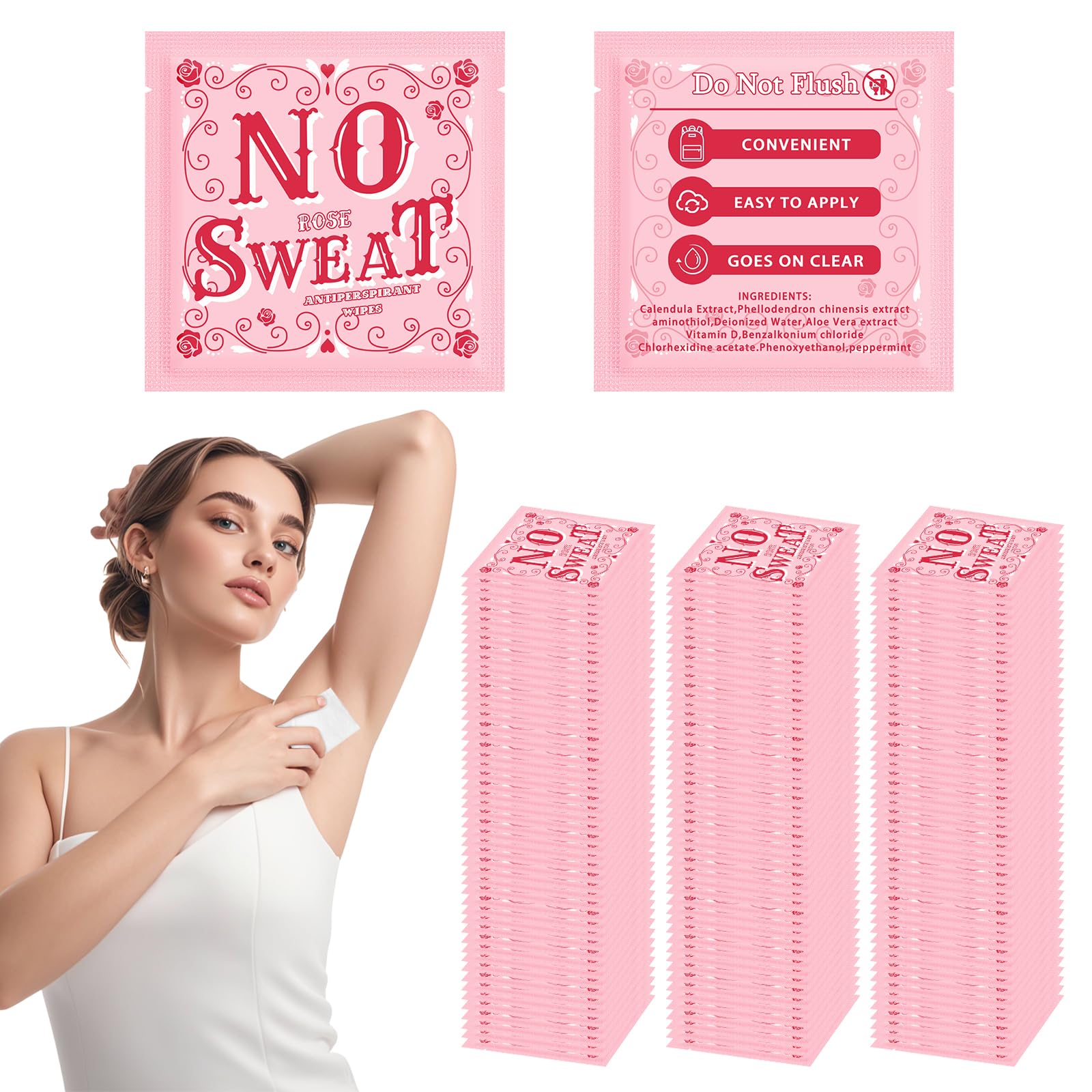 BUAEL Mini Deodorant Wipes rose box for on-the-go freshness