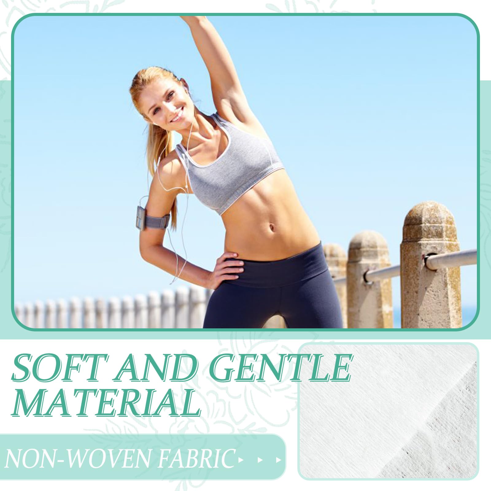 Applying BUAEL wipe to underarm for skin cleansing.