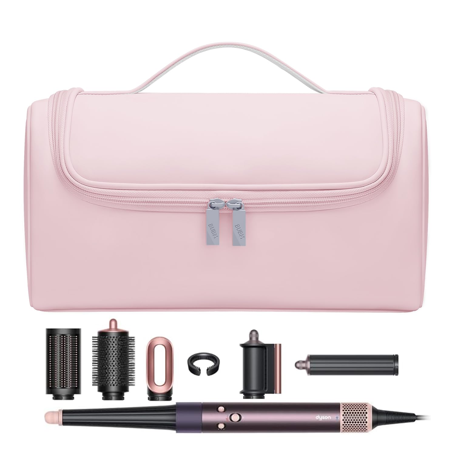BUBM Dyson Airwrap travel case in pink offers organized storage for all attachments and the styler.