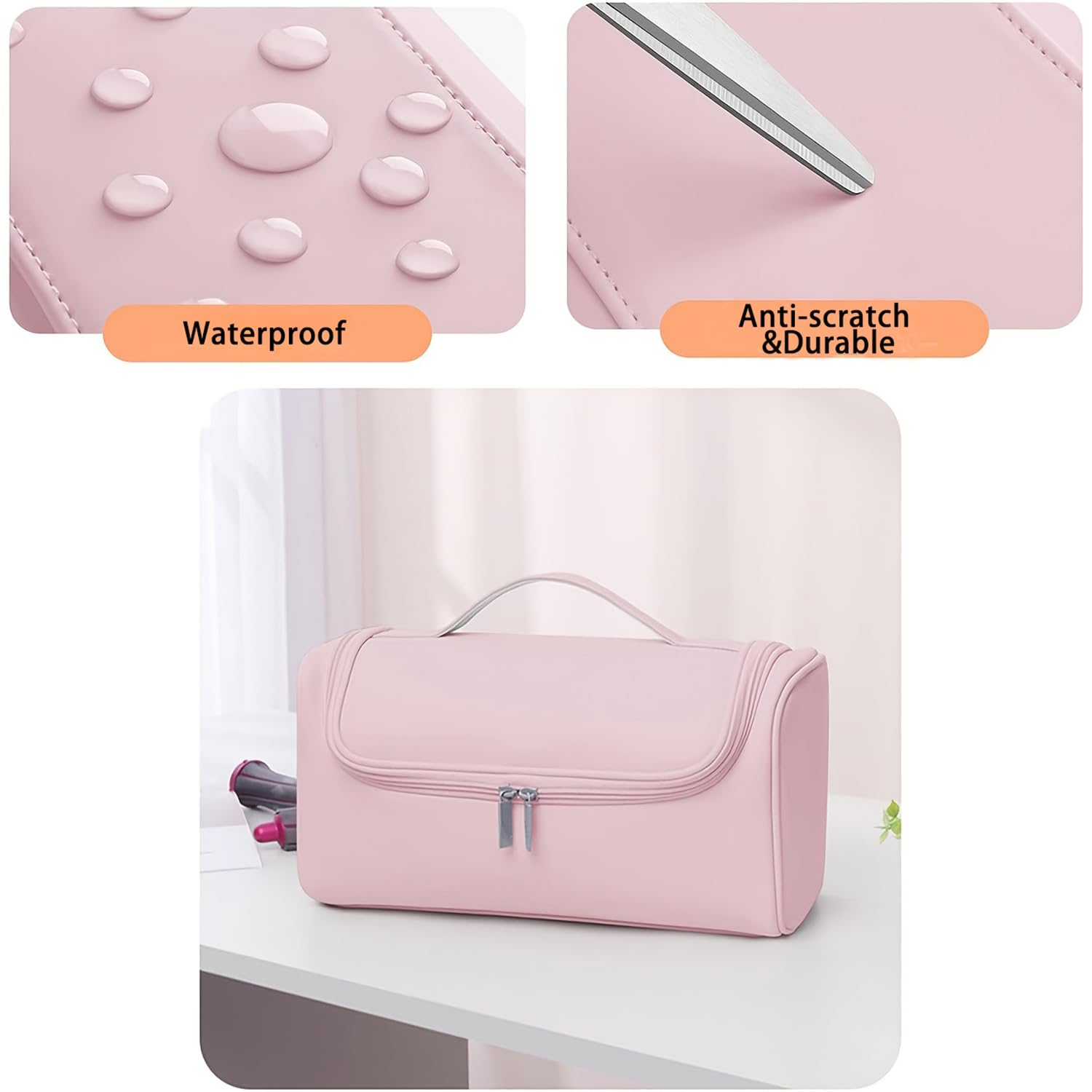 Easy carry with top handle for on-the-go styling.