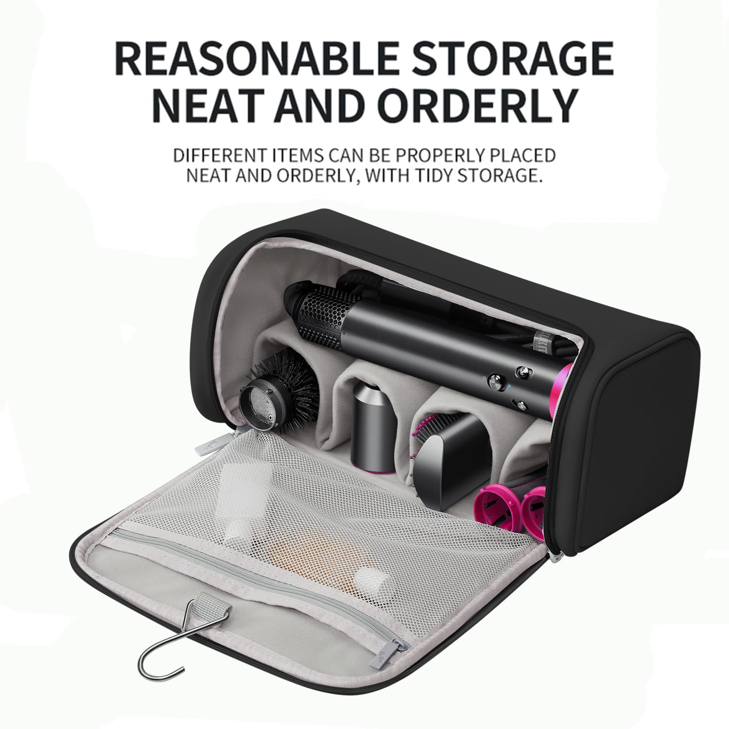 BUBM case with zip pocket for brushes and care items in reach.