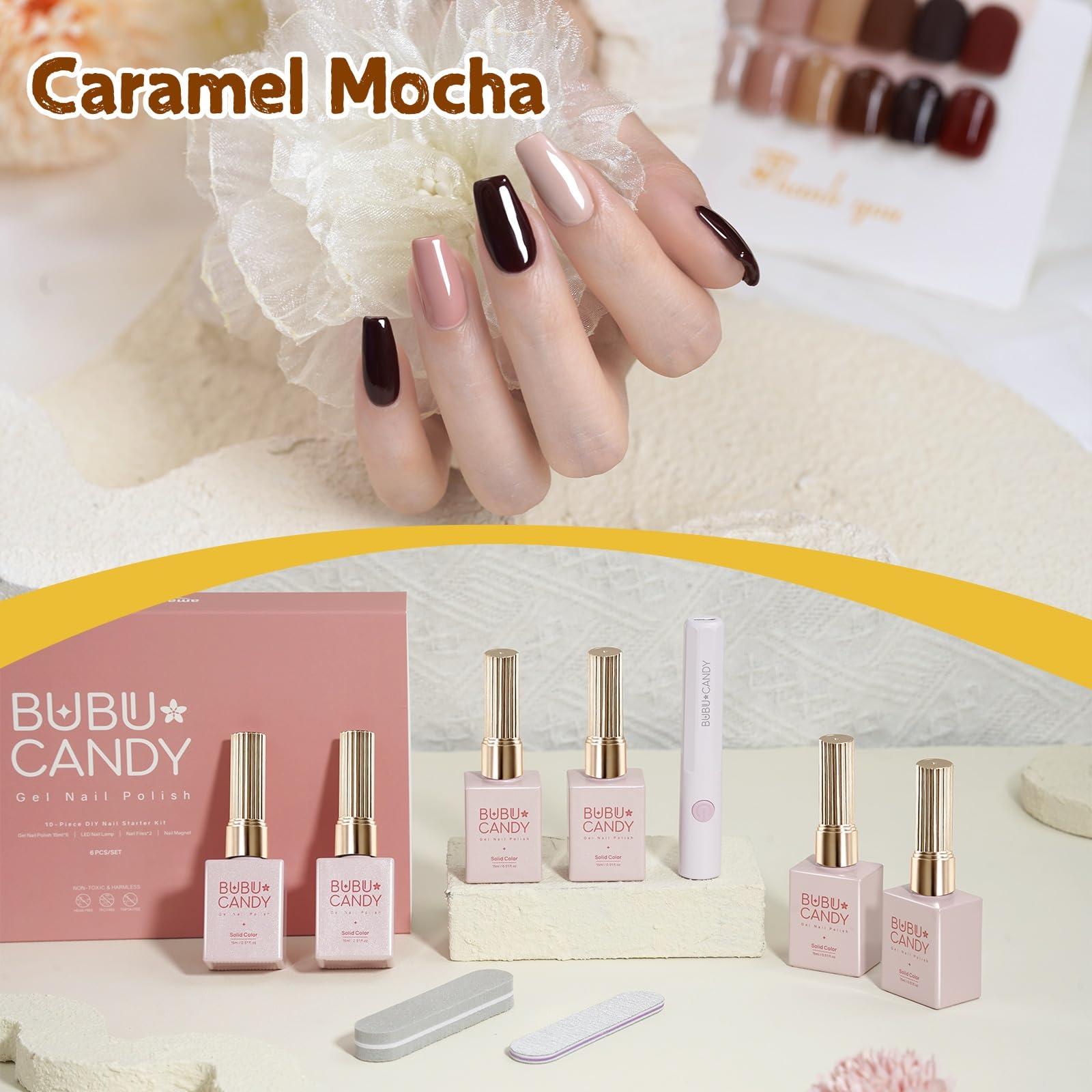 BUBU CANDY Brown Nude gel polish for versatile daily wear with smooth coverage.
