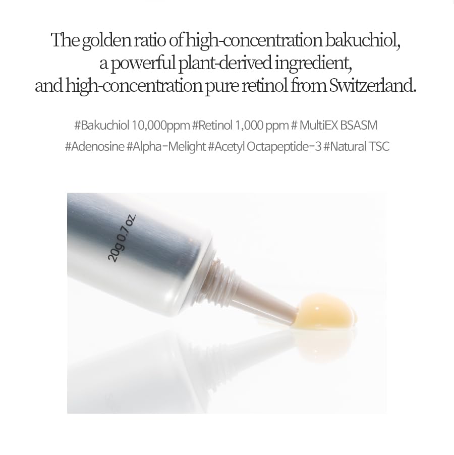 Bueno+ packaging for bakuchiol retinol eye cream, premium presentation.