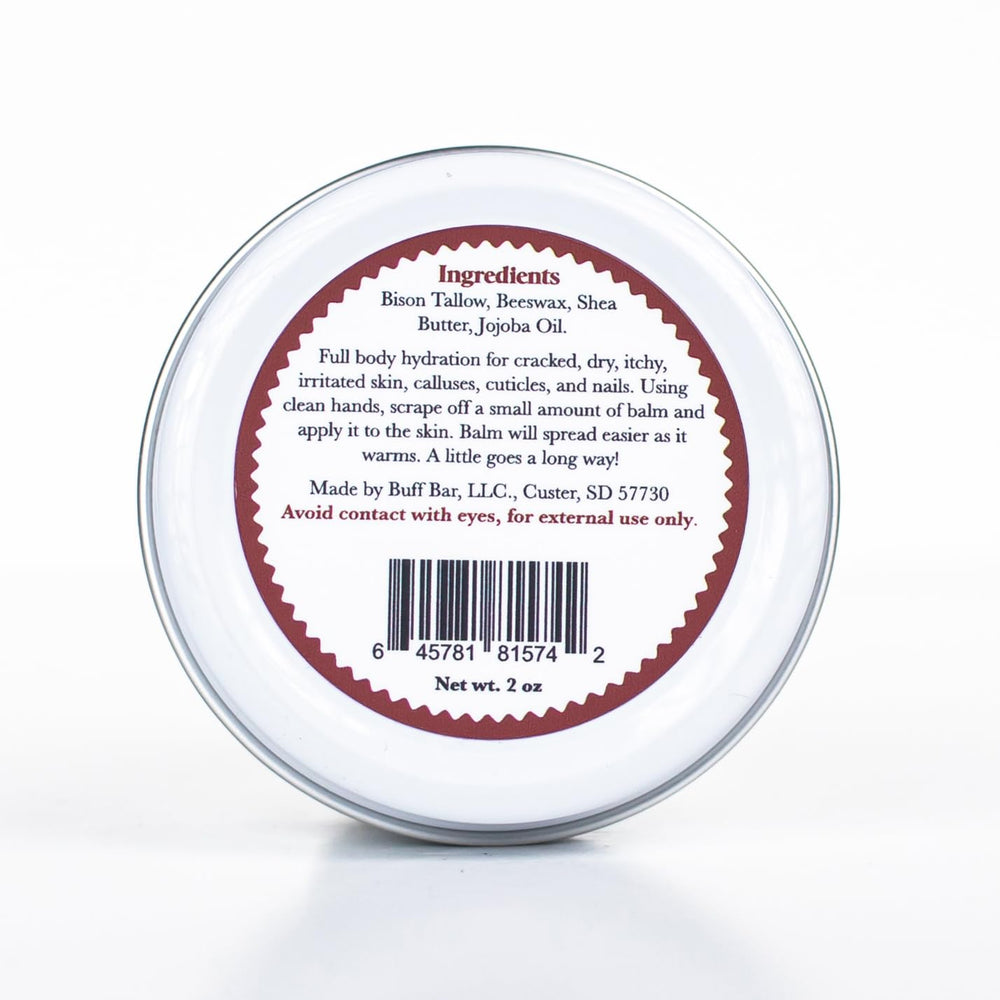 BUFF BAR ingredients close-up highlighting bison tallow and beeswax for nourishment.